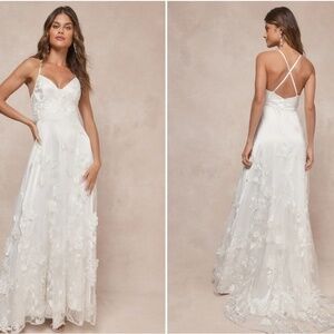 LULUS Bridal Wedding Elegant Sophisticated Floral Sexy Romantic Mermaid Gown